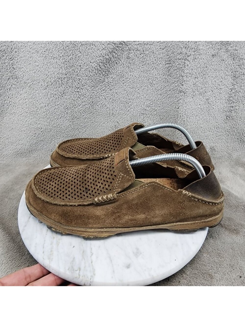 Olukai Shoes Mens Size 9 Brown Suede Moloa Kohana Slip On Loafers *Read*
